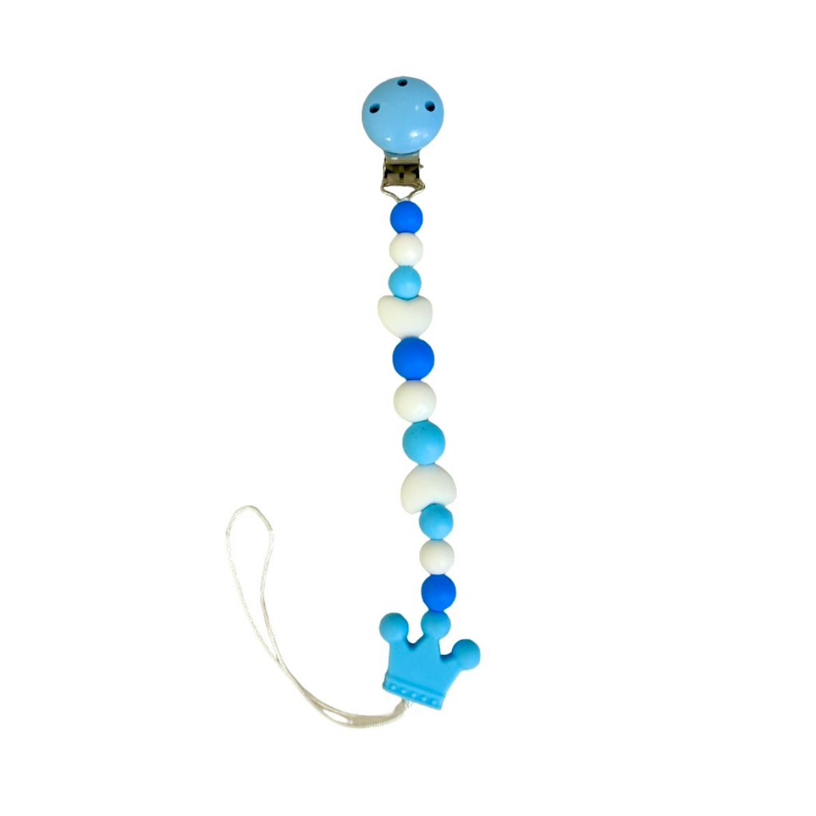 Picture of blue crown pacifier clip